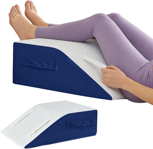Yojoker Leg Elevation Pillow Blood Circulation, Memory Foam Wedge Pillow for Legs Swelling, Leg Elevation Pillows for After Surgery，Knee Wedge Pillow for Sleeping Back Hip Ankles Relief Navy