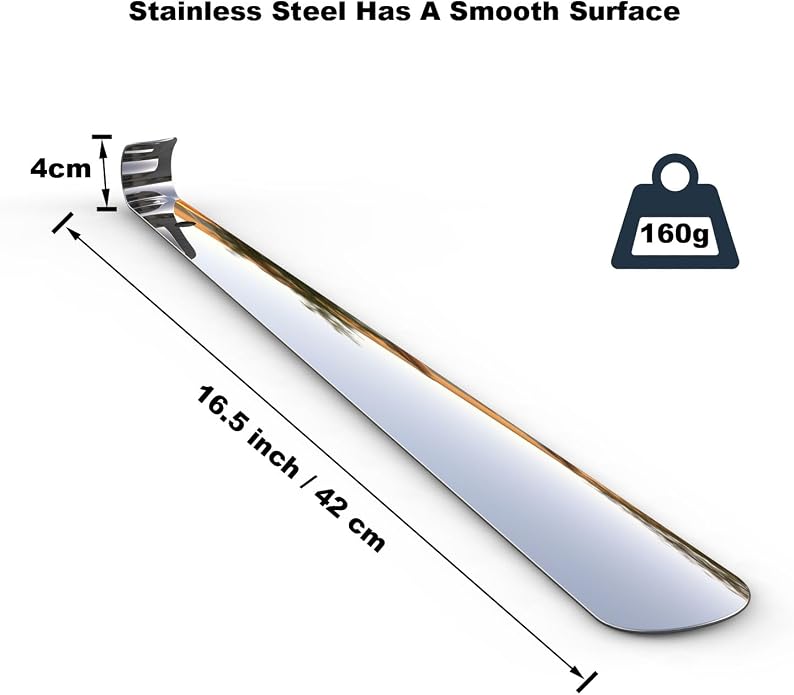 Shoe Horn Long Handle for Seniors,16.5" Long Metal Shoehorns for Men Women Kids,Travel Stainless Steel Shoe Horn Shoe Slip on Tool 1