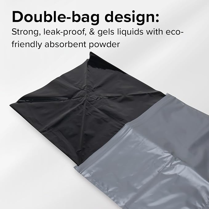 Camco Toilet Waste Bags - Features a Biodegradable Powder & Leak Proof Double Bag Design - Great for Camping,RVing,Hiking,or Boating (41548),(Pack of 60)