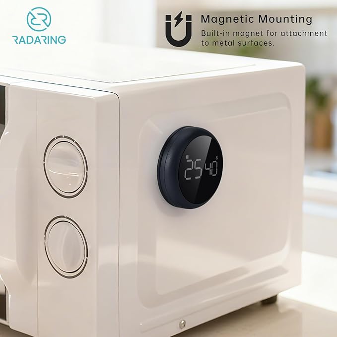 Stell Gray Quick Que Kitchen Timers, Visual timers Large LED Display Magnetic Countdown Countup Timer for Classroom Cooking Fitness Baking Studying Teaching, Easy for Kids and Seniors (Steel Gray)