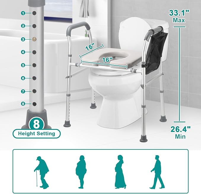 Raised Toilet Seat with Handles, Raised Toilet Seat for Seniors,Fits Most Toilets,Easy Installation for Medical,Elderly and Disabled,Raised Toilet Seat 350lbs Capacity,Elevated Toilet Seat