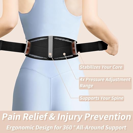 Slim & Narrow Back Brace for Lower Back Pain Women and Men, Lightweight & Thin Back Support Belt for Sciatica, Herniated Disc Relief, Breathable Lumbar Support Belt with Dual Adjustable Compression-S/M