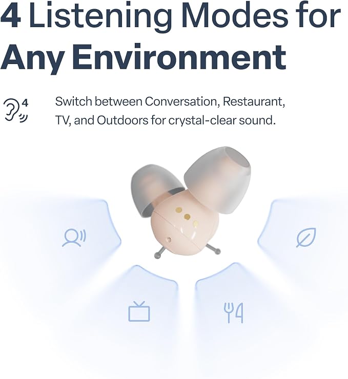 Audien Atom Pro 2 Hearing Aid | Wireless, Rechargeable, OTC for Seniors & Adults, Nearly Invisible, Premium Comfort Design
