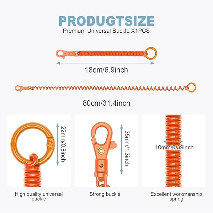 Spiral Coil Spring Keychain, Anti-lost Key Chain Holder Lanyard Cord with Lobster Clasp