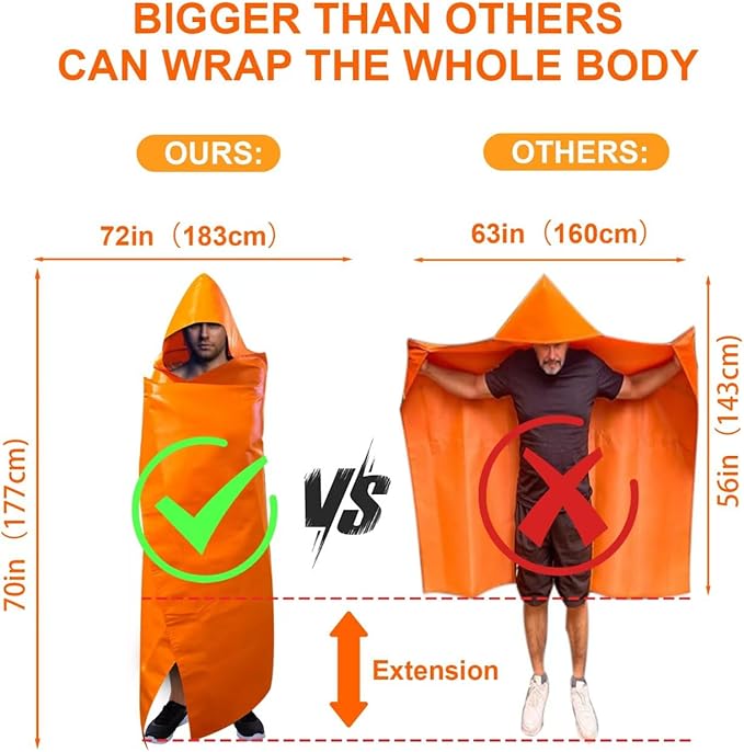 Fire Escape Cloak, Extra Big, Emergency Used as A Fire Blanket, for Home | Fireproof Cloak,72*70in,Fire Escape for Household Office,Head Protect, Reused No Expire,Easy Use for Everyone,Versatile Usage