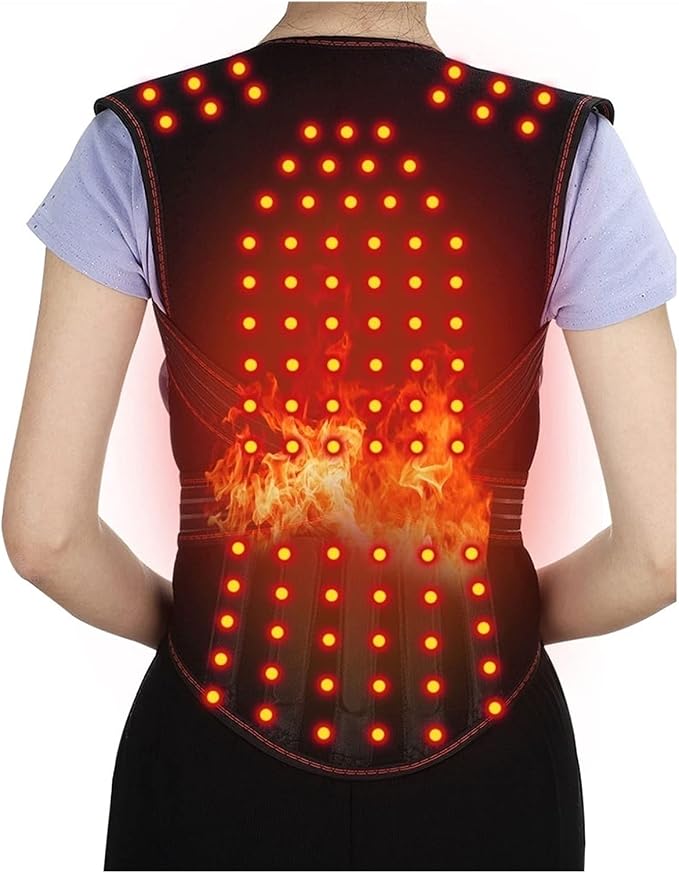 Physical Therapy Back Brace Posture Corrector for Seniors Men & Women Self-Heating 108pcs Magnets Full Back Lumbar Support Belt Shirts Vest Pain Relief for The Elderly