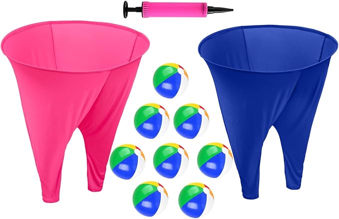 Granny Pants Outdoor Game,Granny Pants with 8 Bouncy Balls & 1 Air Pump (Random Colors) and 2 Pack Color Granny Pants Game for Adults Family Reunion & Team Building, Big Pants Ball Game