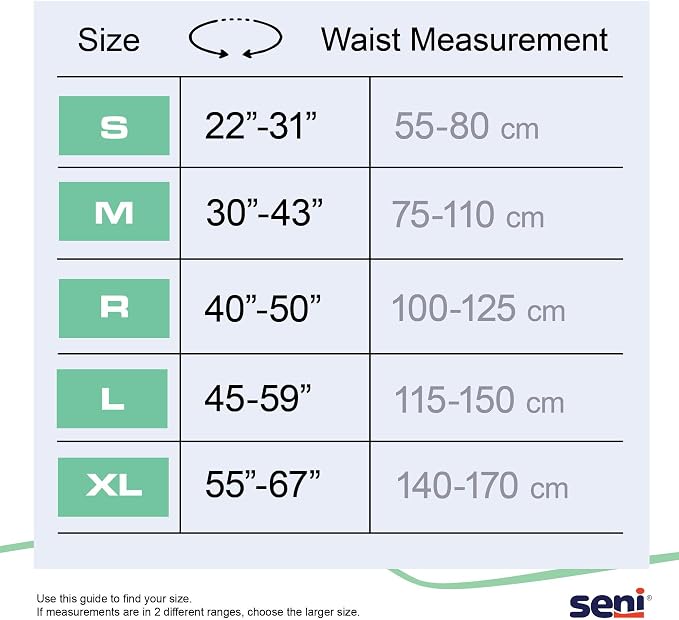 Seni Super Plus Unisex Adult Incontinence Briefs with tabs, Size M (30"-43"), 25 Count (1 Pack of 25), Heavy to Severe Absorbency, Disposable Overnight Brief for Men & Women