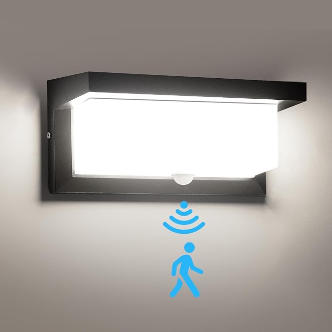 Hardwired 18W LED Motion Sensor Outdoor Lights IP65 Aluminum 110V | Outdoor Motion Sensor Light Indoor Motion Lights for Outside Dusk to Dawn Outside Lighting Fixtures LED Porch Light
