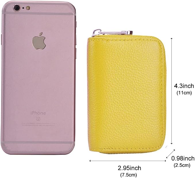 RFID Credit Card Holder Genuine Leather Credit Card Wallet with Zipper | RFID