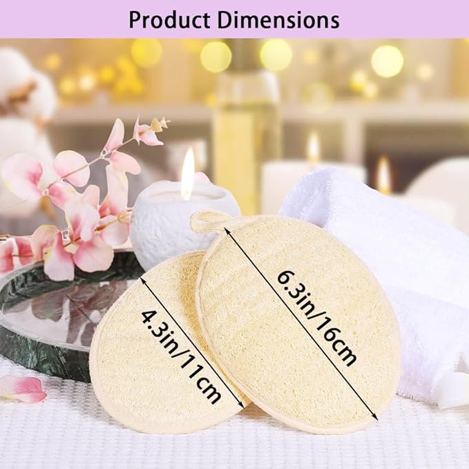 Natural Loofah Body Scrubber Sponge,3 Pack | Body Scrubber,Exfoliator,Bath Sponge,Biodegradable,with Hanging Loop,Gentle Cleanser for Face & Body,for Women and Men