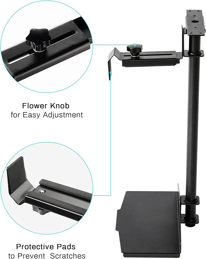 EUREKA ERGONOMIC CPU Holder Under Desk Mount, Computer Tower Holder 360° Swivel Height & Width Adjustable, Holds up to 44 lbs, Fits Most Computer Tower, Black