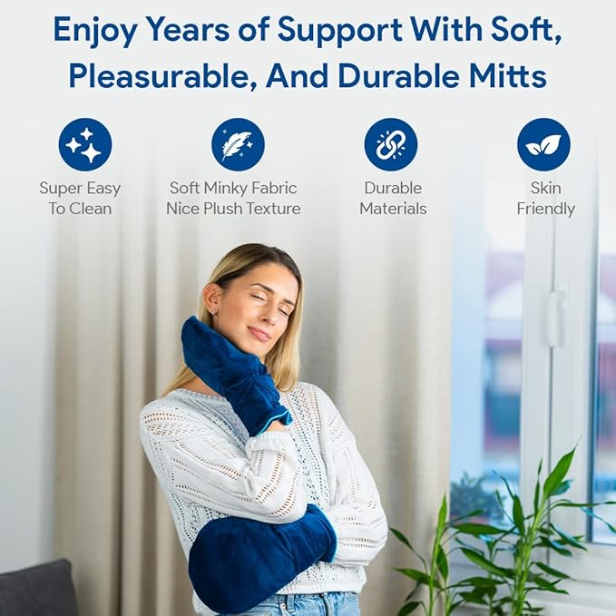 Hand Warmer Gloves, Microwavable Heated Gloves for Arthritis Hands, Heated Mittens Great for Raynaud's and Hand Pain Relief (Navy)