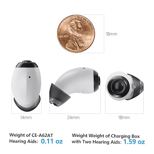 Ceretone Hearing Aids for Seniors Rechargeable, OTC Hearing Aids with Noise Cancelling, Volume Control (WHITE)