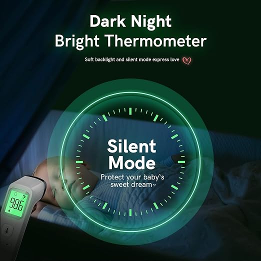 No-Touch Thermometer for Adults and Kids, Fast Accurate Digital Thermometer with Fever Alarm & Silent Mode, Easy-to-use, Forehead Thermometer for Babies, Kids & Elderly | Large LCD with 3-Color Backlight, Fever Indicator, Mute Mode, Memory Recall, Dule...