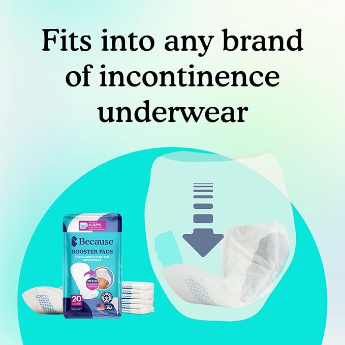 Because Overnight Booster Pads Fit All Adult Diapers, Helps Keep Your Adult Diaper Active All Night, Adds 4 Cups to Incontinence Underwear, Extra Absorbency, 45 Count