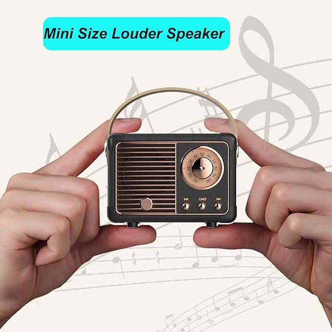 Dosmix Retro Bluetooth Speaker, Vintage Decor,Small Wireless Bluetooth Speaker,Cute Old Fashion Style for Kitchen Desk Bedroom Office Outdoor,Birthday Gifts for Women Men Teens