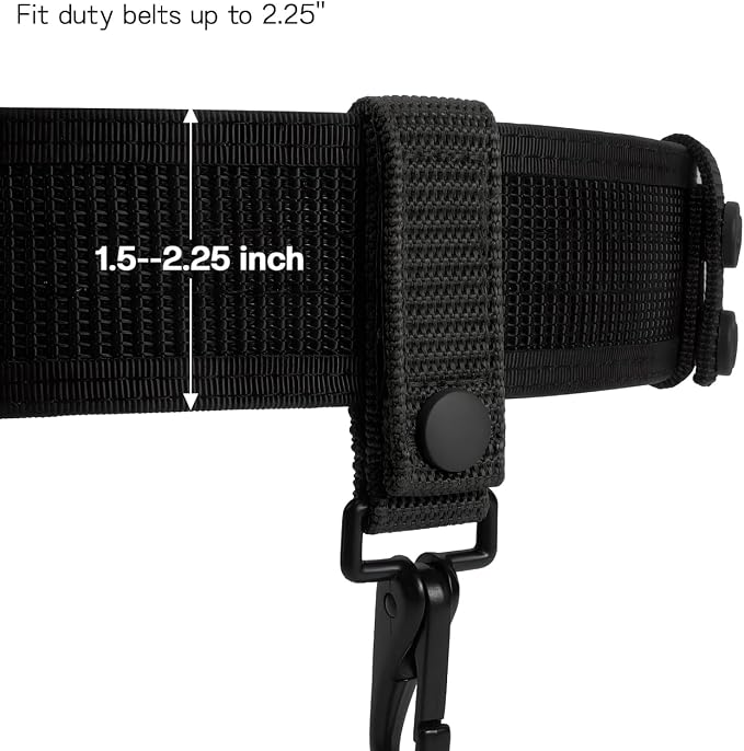 2-Pack Heavy Duty Belt Keeper Clip Key Holder with Metal Key Fob, Nylon MOLLE Strap, Key Ring