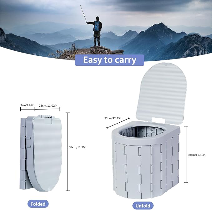 Portable Toilet Kit, Camping Toilet with Pop-Up Privacy Tent Toilet Bags, Washable Portable Outdoor Showers Changing Rooms