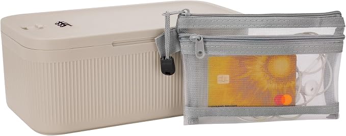 Lock Box for Medicine Small, Lockable Storage Bin with Security Lid, Small Lock Box for Pills, First Aid Kits, Snacks, Phone, Fridge, School Mesh Zipper Pouch Included