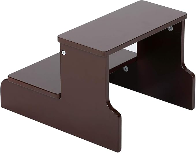 BirdRock Home Wooden Step Stool for Kids - Walnut - Decorative - Strong Sturdy Wood 2 Steps - Toddler Kids Step Helper for Kitchen Sink – Bathroom Toilet Stepping – Lightweight Construction