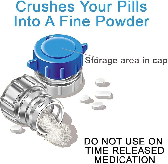 Apex Pill Crusher, Pil Pulverizer and Grinder, Medicine Crusher and Pulverizer for Large, Small Medications, Tablets, & Vitamins, Crushes Multiple Tablets to Fine Powder with Storage Area in Cap