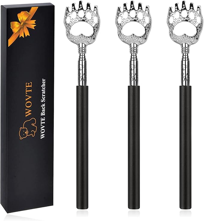 WOVTE 3Pack Extendable Bear Claw Back Scratcher for Men Women | Stocking Stuffers for Men Women Adults, Mothers Day Fathers Day Christmas Birthday Gifts for Men Women Mom Dad Husband