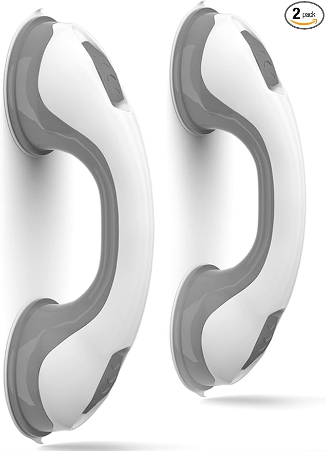 NL'AAHCÉ Grab Bars for Shower Heavy-Duty (2Pack) 12-Inch ADA Compliant Grab Bar for Seniors Shower Handles for Elderly Suction Handicap Safety Handrail for Bathroom Bathtubs Toilet Tiles Glass