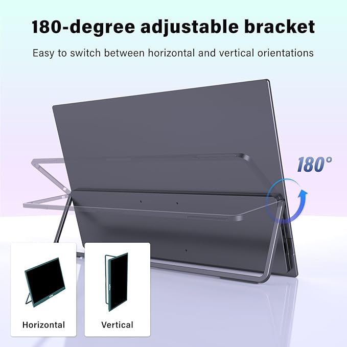 InnoView 4K Portable Monitor 18.5" 3840x2160 UHD USB-C HDMI for Laptop, 10Bit IPS Computer Gaming Display HDR Travel Monitor with W/180°Adjustable Stand for Desktop Mac Phones Tablet PS5/4 Switch