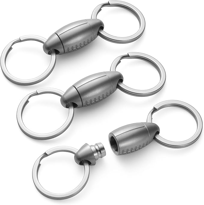 FEGVE Titanium Quick Release Keychain, Detachable Pull Apart Key Chain | Easy Access, Tangle-Free 360° Swivel, Rustproof and Durable, for Valet Car Home Key Storage