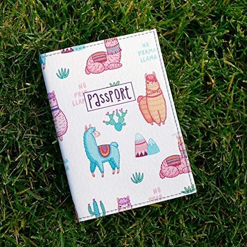Passport Cover for Kids, Women and Men, Cute Travel Passport Holder (Lama Pattern)