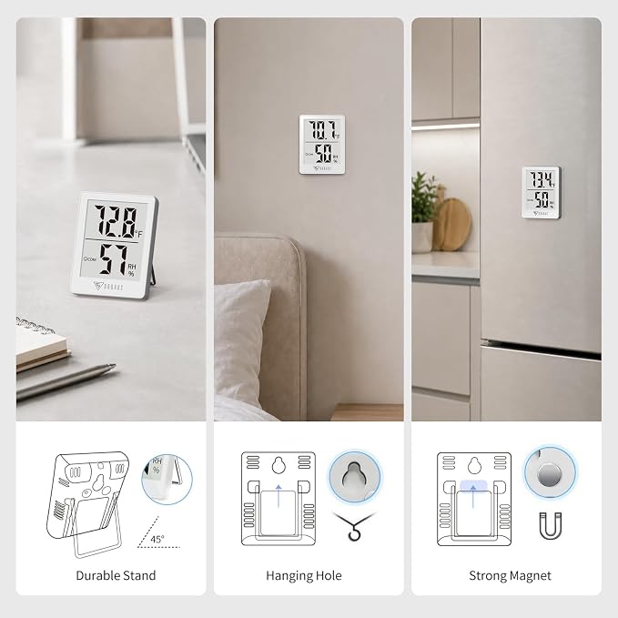DOQAUS Digital Hygrometer Indoor Thermometer Humidity Meter, White | Mini Room Thermometer, 5s Fast Refresh, Accurate Temperature and Humidity Monitor for House, Baby Room, Greenhouse, Incubator