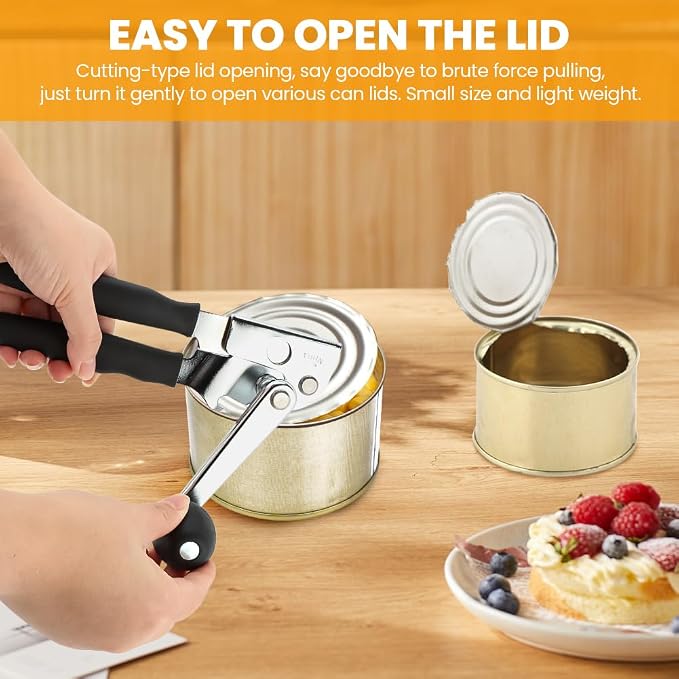 Commercial Can Opener, Handheld Can Opener Easy for Big Cans, Manual Heavy Duty Crank Jar Openers, Folding Hand Crank Bottle Openers With Comfortable Long Handles for Seniors(COLOR:Black)