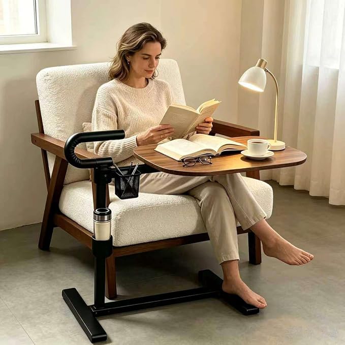 Auxiliary tray 360 ° rotating height adjustable rotating TV, computer desk, car five function auxiliary safety handle ( Black Roller Sliding 360° Sofa Rotating Table)