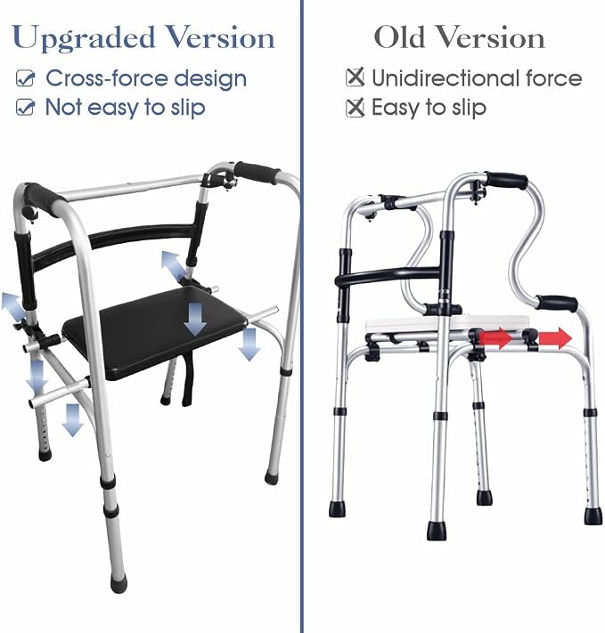 Universal Walker Rest Seat for Attachable Seat Folding Walker, Maximum Weight Capacity of 250 Pounds, Adjustable Range:20"~24"(Black)