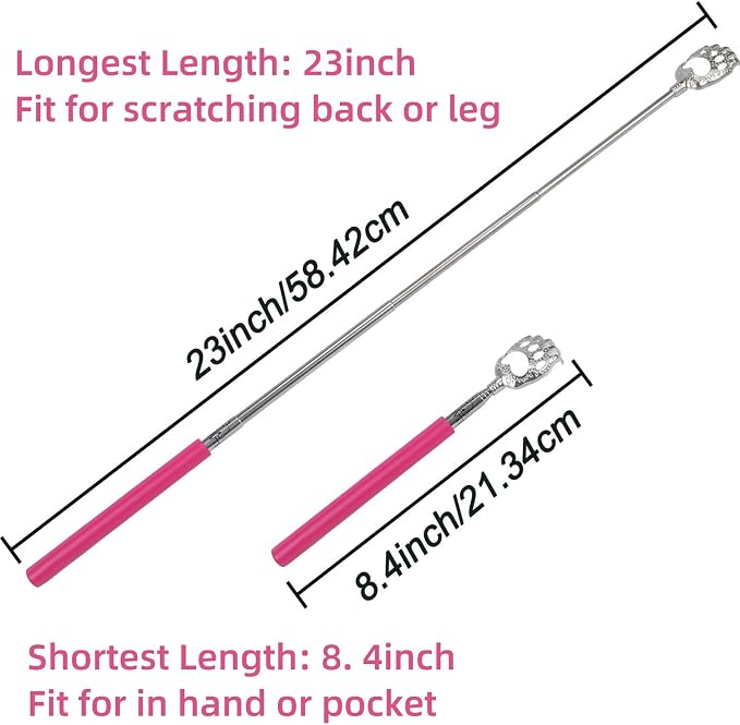 WOVTE Bear Claw Telescopic Back Scratcher for Women, Mothers Day Gifts Christmas Birthday Gifts Stocking Stuffers for Women Mom(Pink)