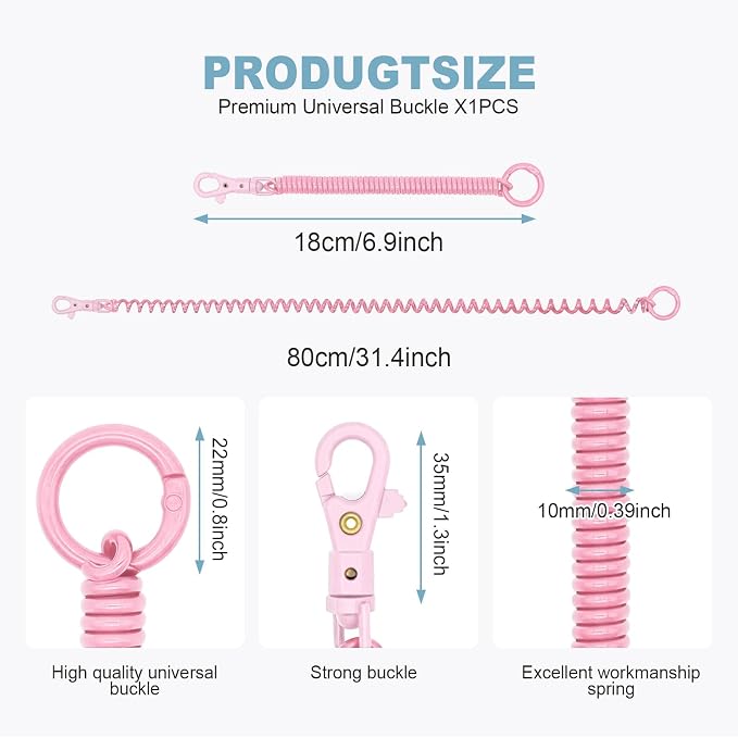 Spiral Coil Spring Keychain, Anti-lost Key Chain Holder Lanyard Cord with Lobster Clasp