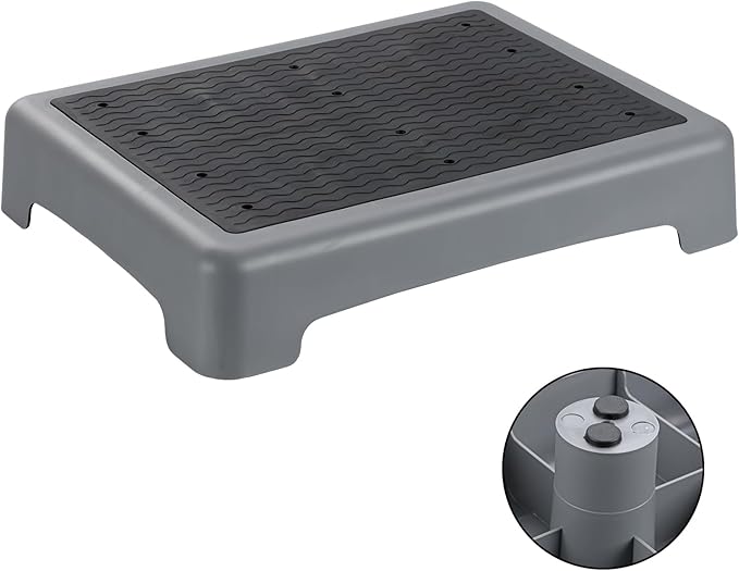 Mobility Step Stool for Adults & Seniors,Indoor/Outdoor Portable Stair Assist,Anti-Slip Bathroom Step Platform for Kitchen,Office, Door,Bedside,Stairs,Car for Elderly,Grey-Black