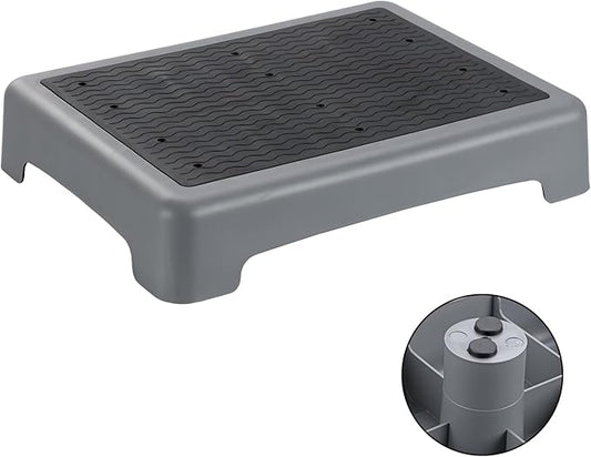 Mobility Step Stool for Adults & Seniors,Indoor/Outdoor Portable Stair Assist,Anti-Slip Bathroom Step Platform for Kitchen,Office, Door,Bedside,Stairs,Car for Elderly,Grey-Black