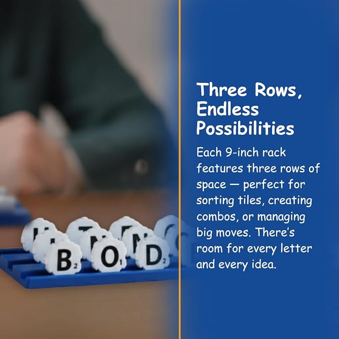 Tile Racks for Word Strategy Game, Set of 4 Plastic Stand Holders for Word Puzzle Tiles