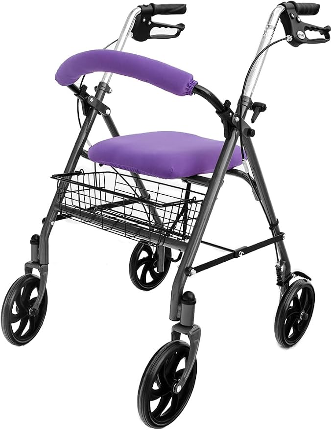 Top Glides Playful Purple Universal Rollator Walker Seat and Backrest Covers (Purple)