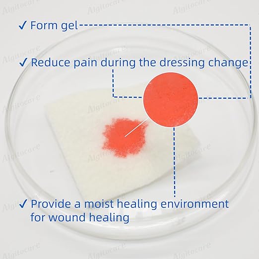 Ag Silver Calcium Alginate Wound Dressing - 2"x2"(Pack of 10), Non-Stick Sterile Gauze Pads for Accelerating Wound Healing, High Absorbency and Soft for Wound Care Supplies