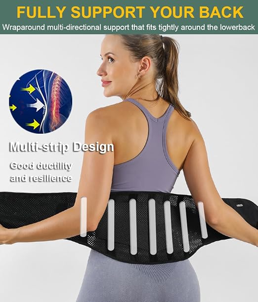 Lightweight Back Brace for Lower Back Pain Women Men, Adjustable Lumbar Support Waist Support Brace for Women Lower Back Pain Relief Products, Hip Belt Waist Belt Sciatic Nerve Brace for Women Men (Pink, Large)