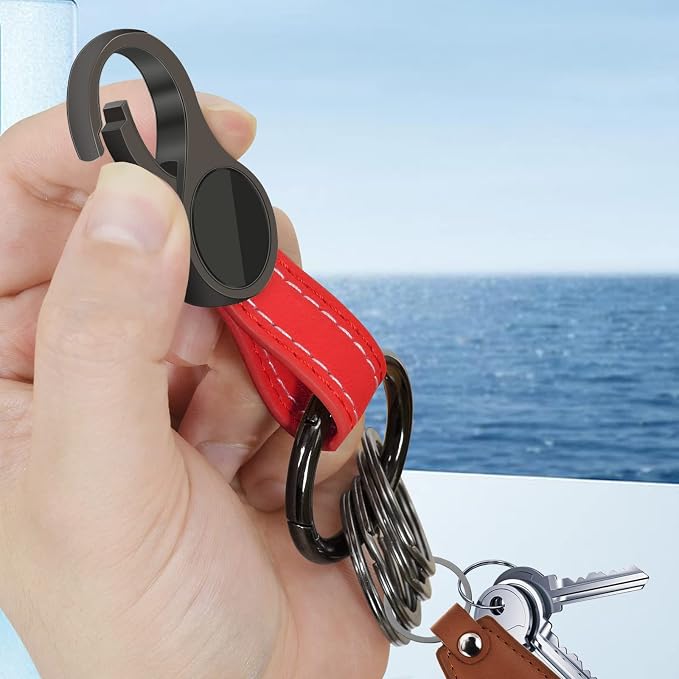 Idakekiy Key Chain with 4 Key Rings and Quick Release Carabiner Clip Leather Car Keychain for Men and Women