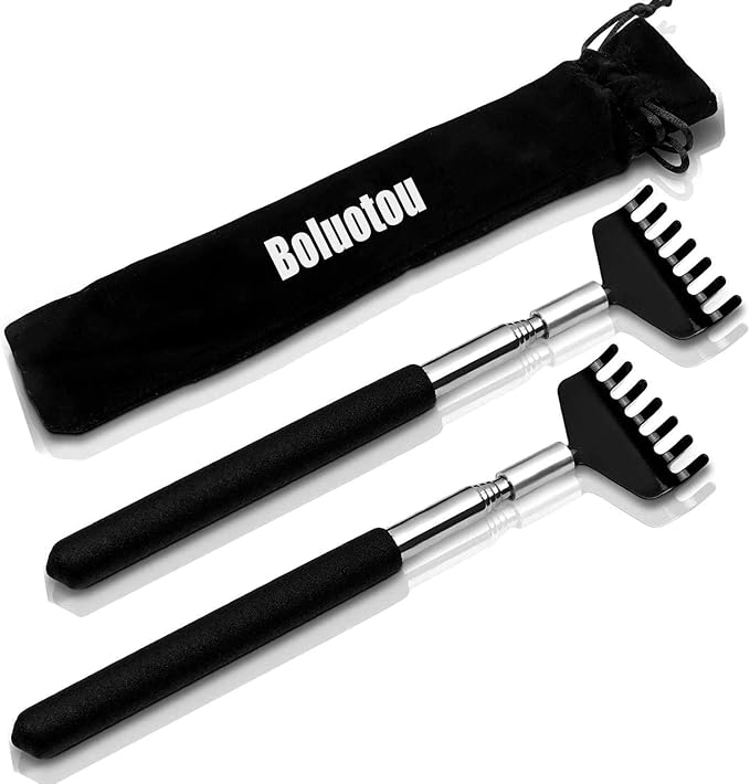 2 Pack Extendable Back Scratcher, Stainless Steel Telescoping Scratcher | Portable Back Scratcher Telescoping Back Scratcher with Beautiful Present Packaging