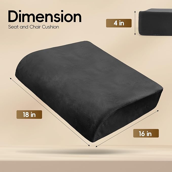 Chair Cushion for Elderly, Thick Booster Seat Cushion for Easy Rise | 4" Dual-Layer Foam Seat Cushion for Wheelchair, Office Chair, Couch & Car (18"x16")