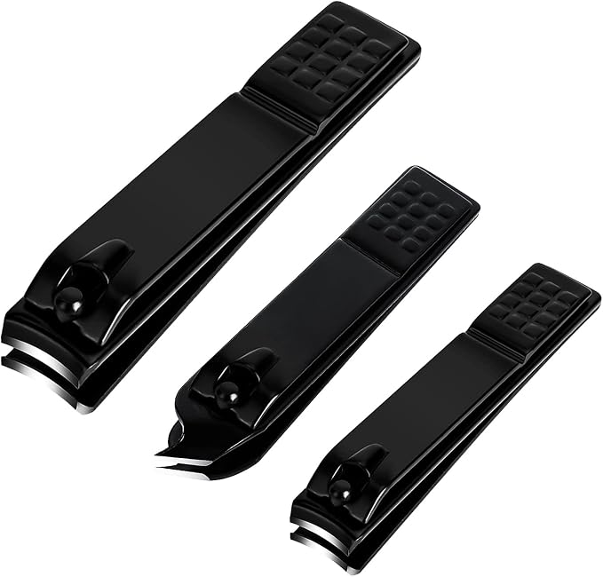 Aogeili Nail Clippers Set, Sharp Stainless Steel Fingernail & Toenail Clippers, Black Nail Cutter, Perfect 3 PCS Black Nail Cutter for Men and Women.