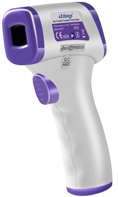 eZthings Heavy Duty Thermometer Infrared Forehead High Caliber Sensor No Contact with LCD Display for Medical Offices, Hospitals