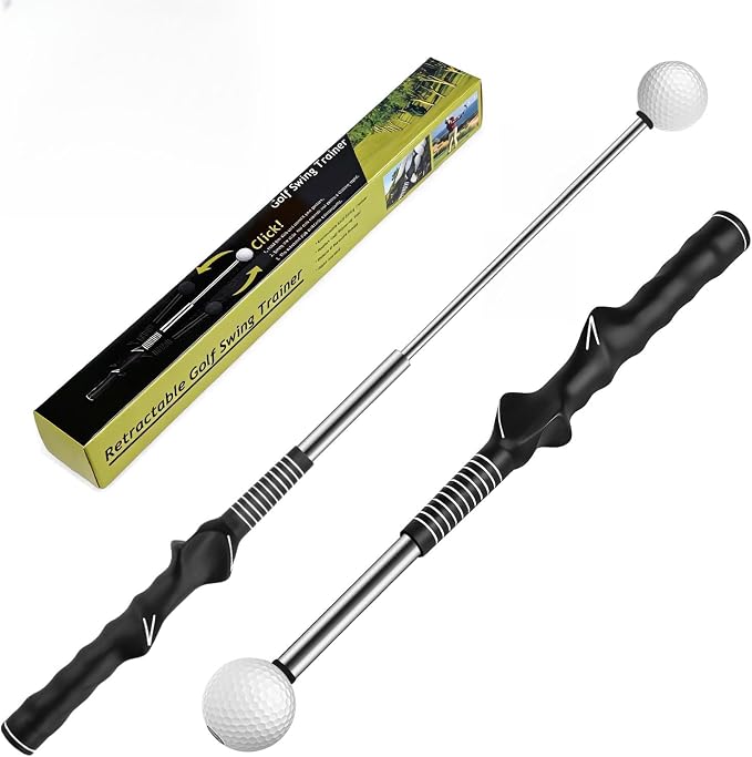 Retractable Golf Swing Aid for Golf Speed Training, Rhythm Click Golf Swing Trainer for Indoor Golf Practice & Outdoor Warm Up, Golf Grip Trainer for Improving Hitting Strength & Tempo | Retractable Golf Swing Aid