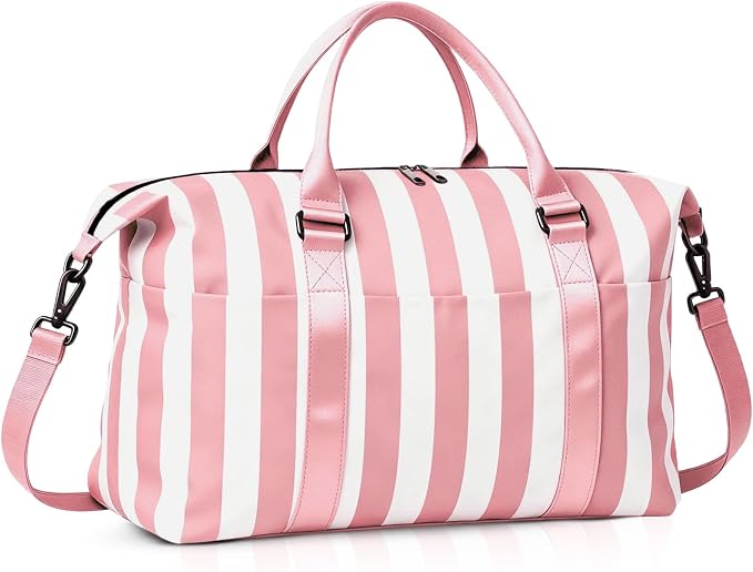 Travel Duffle Bag for Women, Carry On Weekender Tote with Trolley Sleeve | Waterproof overnight bag for gym, sports, hospital stays, labor and delivery; spacious carry-on design for short trips.